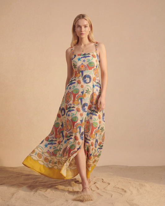 The Folk Art Border Maxi Dress