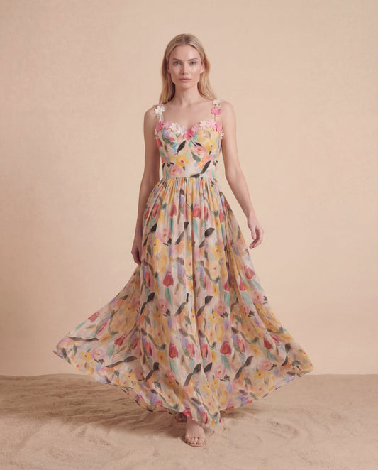 The Folk Art Border Maxi Dress
