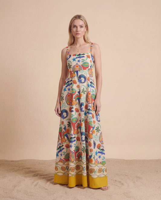 The Folk Art Border Maxi Dress