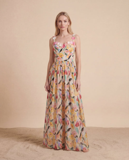 The Folk Art Border Maxi Dress